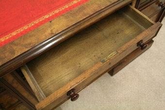 Antique Victorian Walnut and Burr Walnut Pedestal Desk