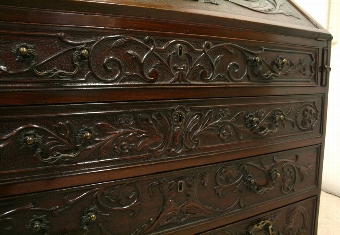 Antique Early George III Style Carved Mahogany Bureau Bookcase
