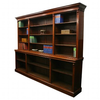 Large Mid Victorian Mahogany Open Bookcase