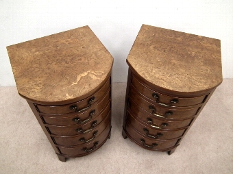 Antique Pair of Burr Elm Bedside Cabinets