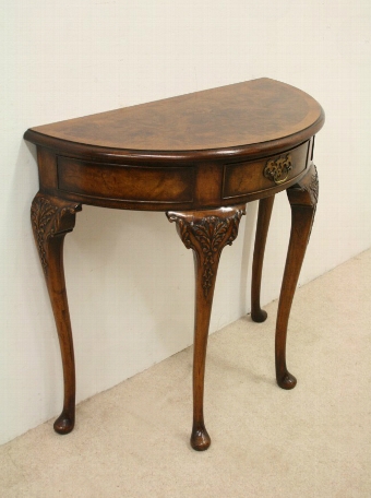 George I Style Demi Lune Walnut Side Table