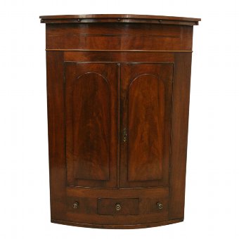 George III Bow Front Mahogany Corner Cupboard