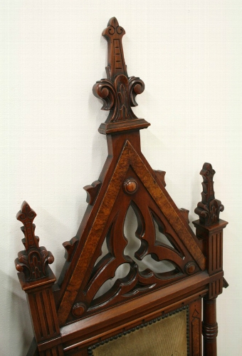 Antique Pair of Carved Walnut Gothic Chairs