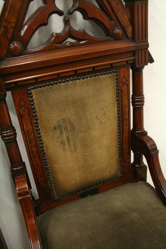 Antique Pair of Carved Walnut Gothic Chairs