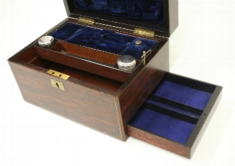 Antique Victorian Rosewood Travelling Stationery Box