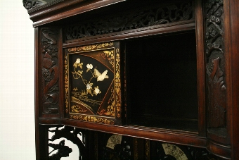 Antique Japanese Carved Shodana Cabinet