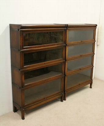 Pair of Globe Wernicke Style Oak Sectional/Stacker Bookcases
