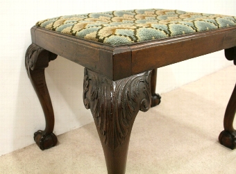 Antique Chippendale Style Carved Mahogany Stool