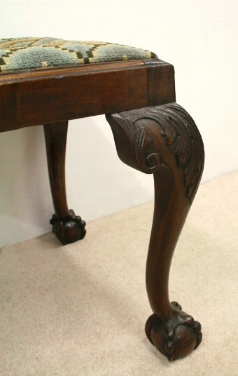 Antique Chippendale Style Carved Mahogany Stool