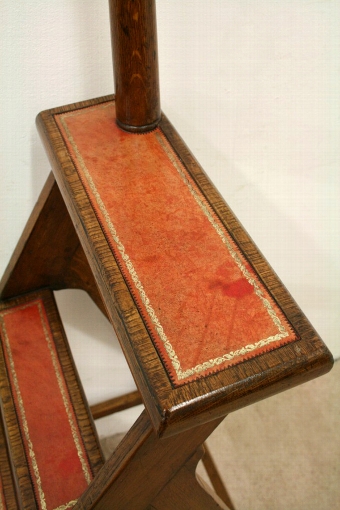 Antique Set of Oak Georgian Style Library Steps