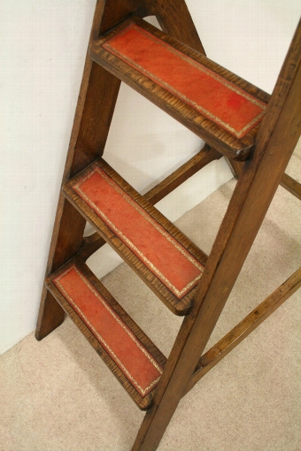 Antique Set of Oak Georgian Style Library Steps