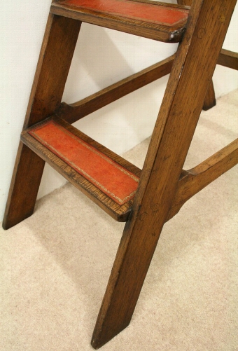 Antique Set of Oak Georgian Style Library Steps