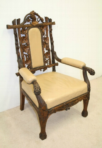 Black Forest Carved Oak Chair