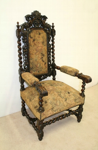 Mid Victorian Walnut Throne Chair