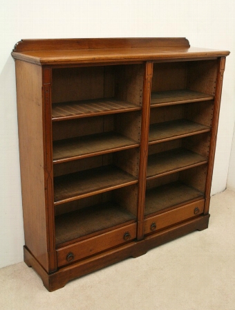 Walnut Double Section Open Bookcase