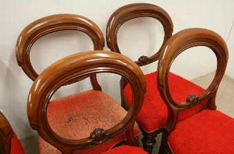 Antique Set of 6 Mid Victorian Balloon Back Dining Chairs