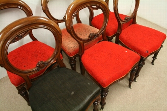 Antique Set of 6 Mid Victorian Balloon Back Dining Chairs