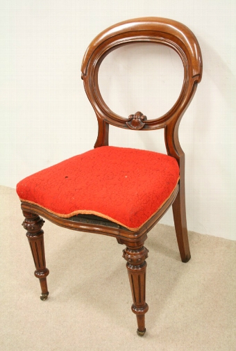 Antique Set of 6 Mid Victorian Balloon Back Dining Chairs