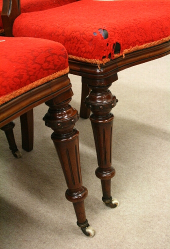 Antique Set of 6 Mid Victorian Balloon Back Dining Chairs