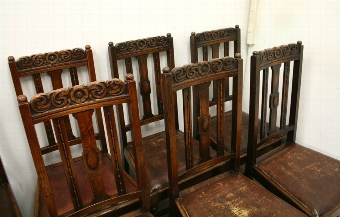 Antique Set of 10 Jacobean Style Oak Dining Chairs