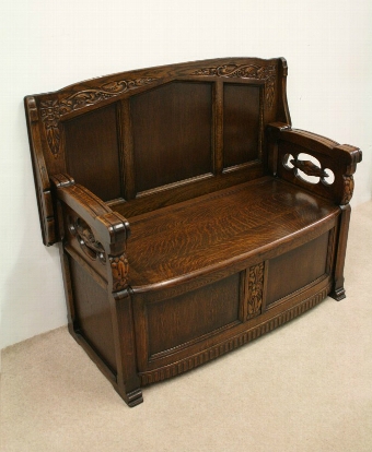 Art Deco Oak Monks Bench