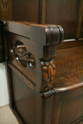 Antique Art Deco Oak Monks Bench