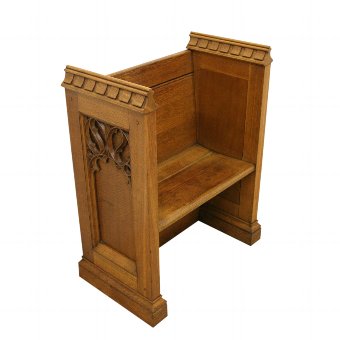 Carved Oak Monks Bench/Prayer Stall