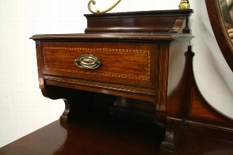 Antique Sheraton Style Mahogany and Inlaid Dressing Table