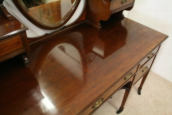 Antique Sheraton Style Mahogany and Inlaid Dressing Table