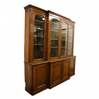 Victorian 4 Door Oak Breakfront Bookcase