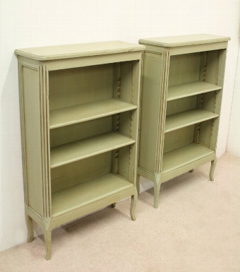 Pair of French Painted Oak Open Bookcases