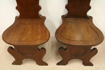 Antique Pair of Scottish Georgian Mahogany Hall Chairs