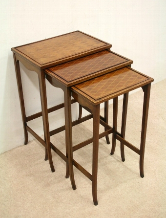 Nest of 3 Mahogany Inlaid Occasional Tables