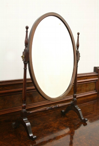Mahogany Inlaid Oval Toilet Mirror