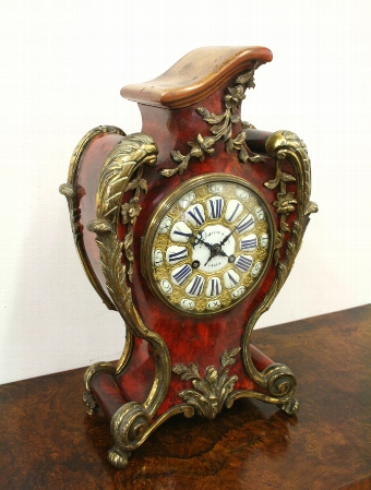 French Red Tortoiseshell Mantel Clock