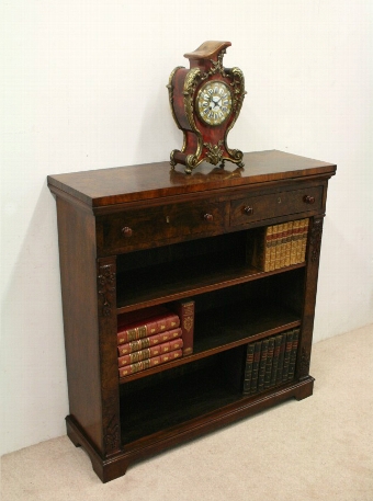 Early Victorian Burr Walnut Open Bookcase