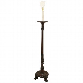 Carved Mahogany Standard Lamp
