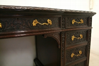 Antique Georgian Style Carved Mahogany Kneehole Desk