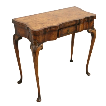 George II Style Walnut Fold Over Card Table