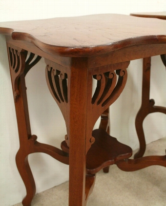 Antique Pair of Art Nouveau Teak Occasional Tables
