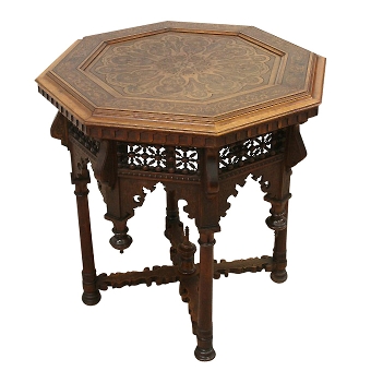 Middle Eastern Style Carved Walnut Occasional Table