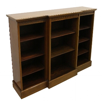 Edwardian Breakfront Mahogany Open Bookcase