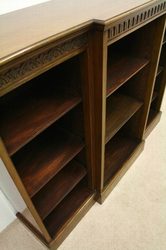 Antique Edwardian Breakfront Mahogany Open Bookcase