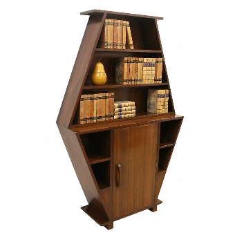 Art Deco Walnut Open Bookcase