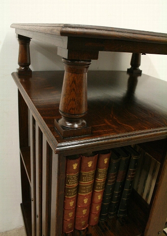 Antique Late Victorian Oak Revolving Bookcase