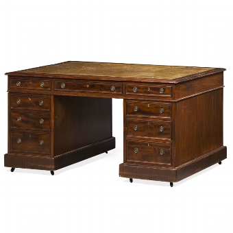 George III Style Mahogany Pedestal Desk