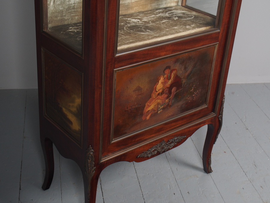 Antique Vernis Martin Mahogany Display Cabinet