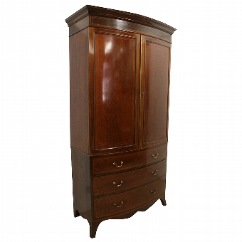 George III Bow Front Mahogany Linen Press