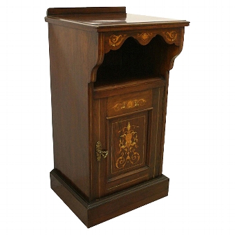 Late Victorian Marquetry Inlaid Rosewood Locker