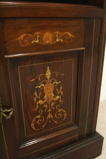 Antique Late Victorian Marquetry Inlaid Rosewood Locker